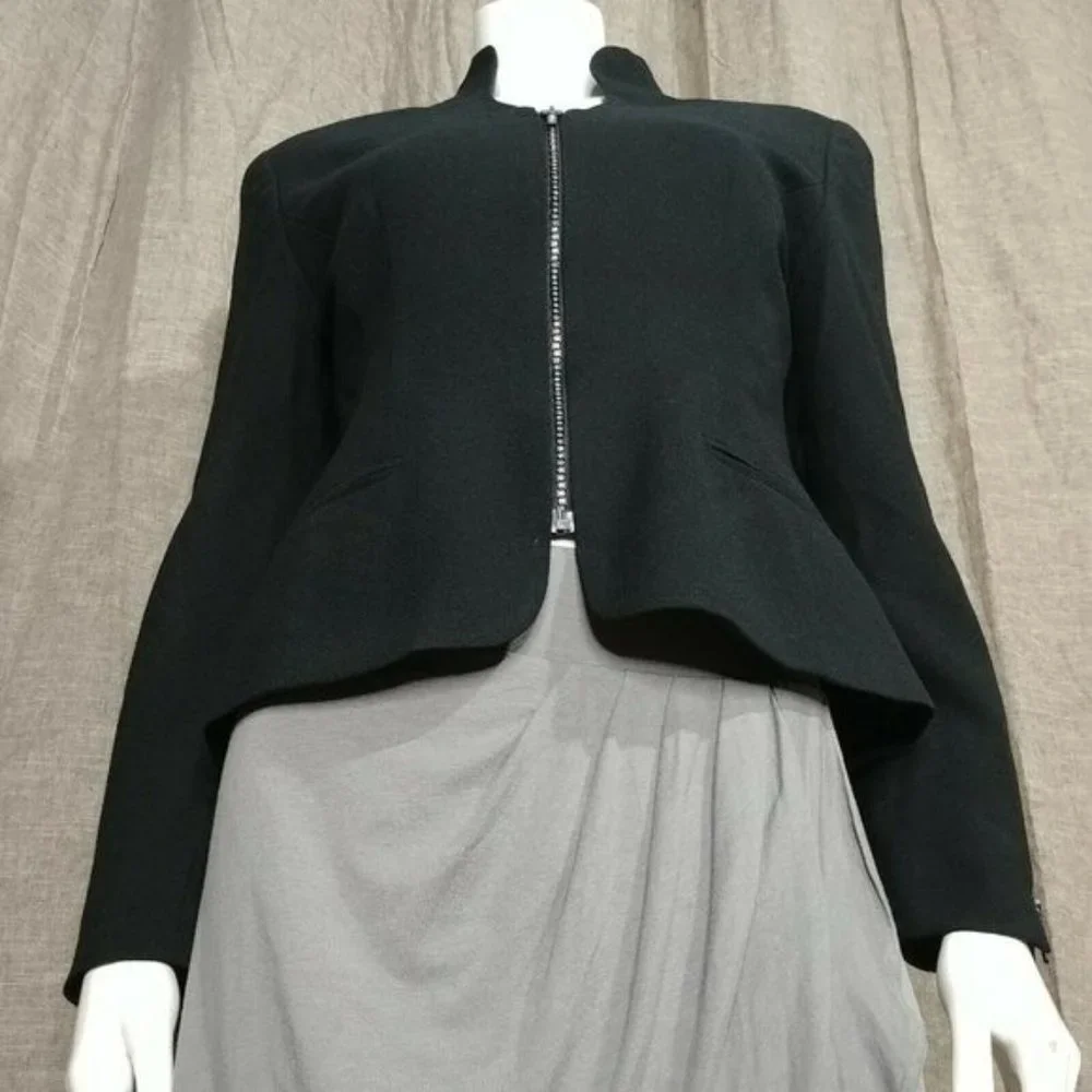 Christian Dior Women's Jacket Blazer Rhinestones Zipper In Black Size 6